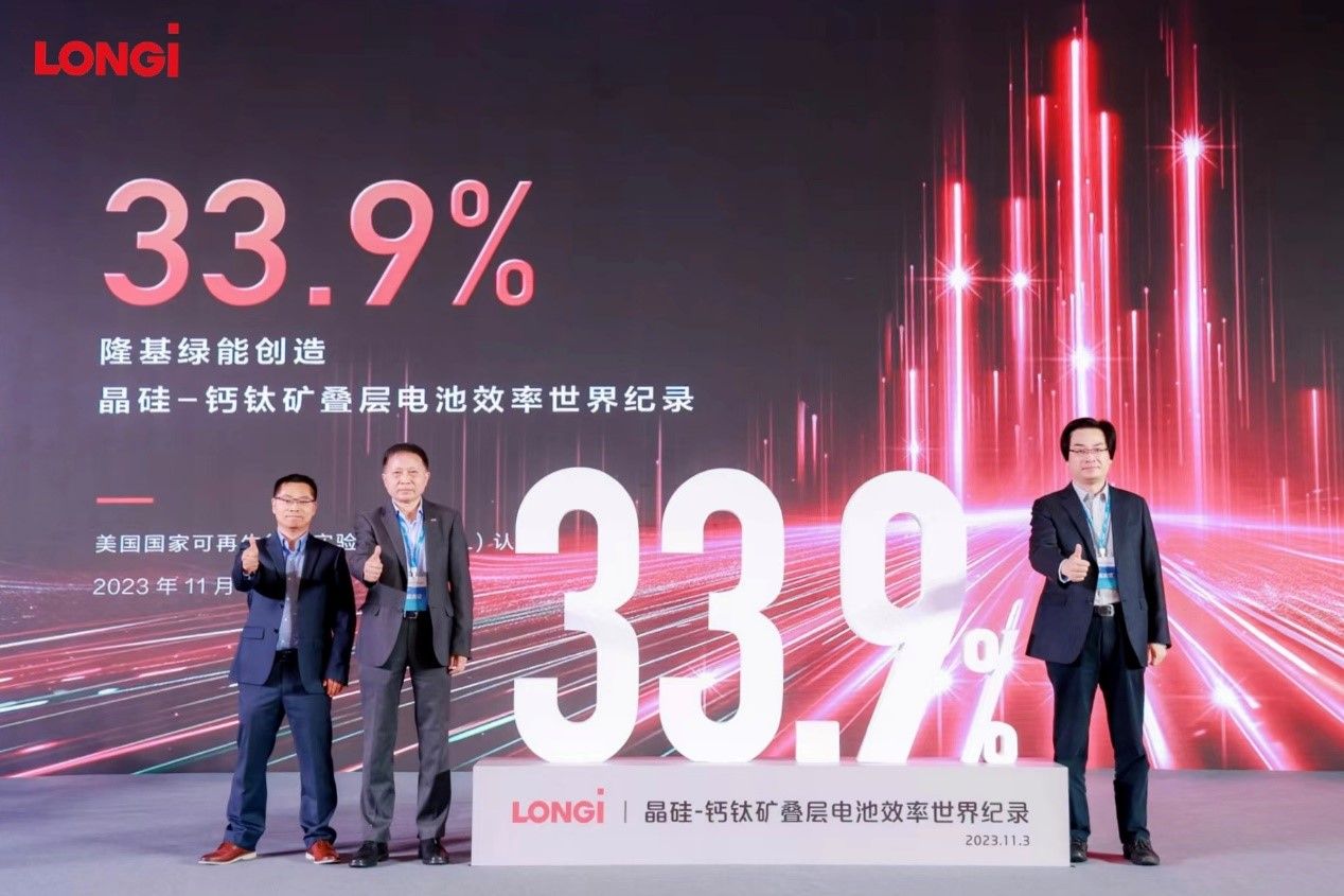 LONGi sets a new world record of 33.9 for the efficiency of